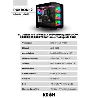 Foto 2 | Foto 2 | Pc Gamer Rtx 5060 Amd Ryzen 9 7900x 64gb Ddr5 Ssd 2tb Enfriamiento Líquido Argb