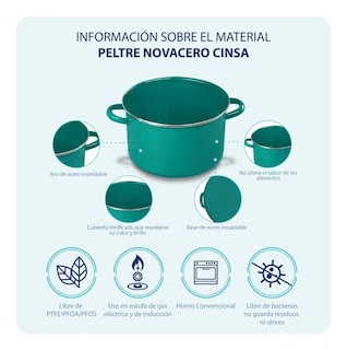Foto 6 | Foto 6 | Batería De Cocina Cinsa Novacero De Acero Vitrificado Negro Brillante 5 Piezas