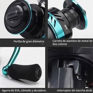 Foto 5 | Foto 5 | Carrete Pesca Belug Ligero Rueda Giratoria Rápida Negro/azul