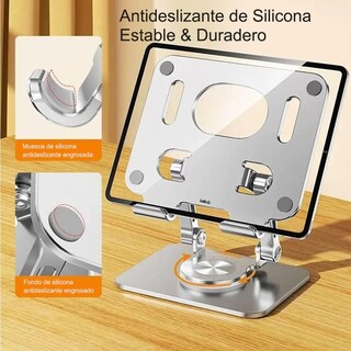 Foto 2 | Foto 2 | ''base De Soporte Ajustable Plegable Giratorio 360 Para Tablet Plata ''