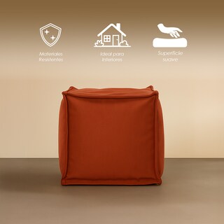 Foto 3 | Foto 3 | Taburete Cuadrado Terracota Tapizado Ilios Innova Diseño Minimalista Multifuncional Asiento O Reposa Pies