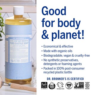 Foto 4 | Foto 4 | Jabón Líquido Dr. Bronner's Pure-castile Baby Sin Perfume 946ml - Venta Internacional.