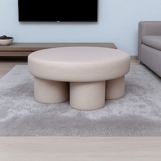 Foto 5 | Foto 5 | Taburete Redondo Minimalista Tapizado Beige Ilios Innova Con Patas Cilíndricas Bold Furniture Para Sala
