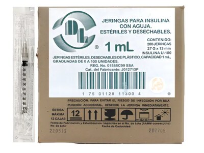Foto 1 | Foto 1 | Jeringas Para Insulina Dl 1ml Con Aguja 27x13 Caja Con 200pz