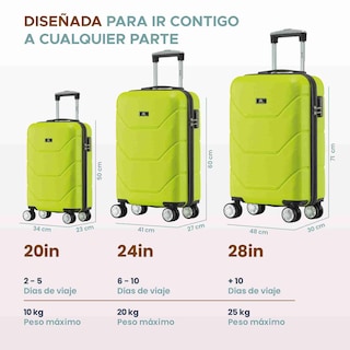 Foto 3 | Foto 3 | Set De 3 Maletas Con Organizadores Sun Coast Dubai Abs De 20'' 24'' Y 28'' Color Verde Limón