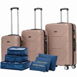 Set De 3 Maletas Con Organizadores Sun Coast Dubai Abs De 20''  24'' Y 28'' Color Rosa