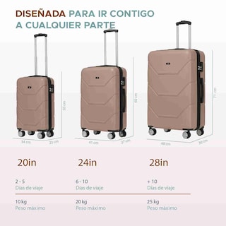 Foto 2 | Foto 2 | Set De 3 Maletas Con Organizadores Sun Coast Dubai Abs De 20'' 24'' Y 28'' Color Rosa