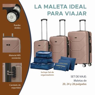 Foto 3 | Foto 3 | Set De 3 Maletas Con Organizadores Sun Coast Dubai Abs De 20'' 24'' Y 28'' Color Rosa