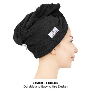 Foto 2 | Foto 2 | Toallas De Pelo American Soft Linen 100% Algodón 2 Unidades Color Negro - Venta Internacional.