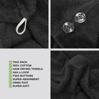 Foto 5 | Foto 5 | Toallas De Pelo American Soft Linen 100% Algodón 2 Unidades Color Negro - Venta Internacional.