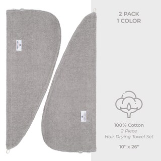 Foto 4 | Foto 4 | Toallas Para El Pelo American Soft Linen 100% Algodón Paquete De 2 Color Gris Claro - Venta Internacional.