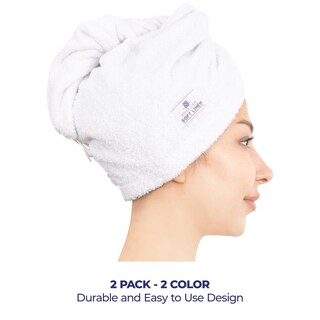 Foto 3 | Foto 3 | Toallas De Pelo American Soft Linen 100% Algodón Paquete De 2 Unidades Blanco-verde - Venta Internacional.