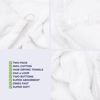 Foto 5 | Foto 5 | Toallas Para El Pelo American Soft Linen 100% Algodón 2 Unidades Color Blanco - Venta Internacional.