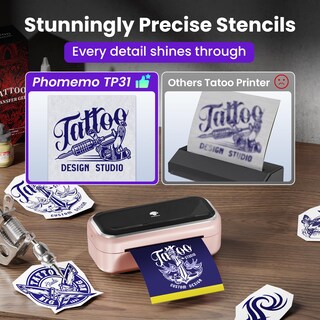 Foto 4 | Foto 4 | Impresora De Plantillas Para Tatuajes Phomemo Tp31 Mini Con 30 Hojas De Transferencia - Venta Internacional.