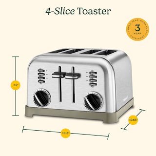 Foto 6 | Foto 6 | Horno Tostador Cuisinart Cpt-180p1 De Acero Inoxidable Cepillado De 4 Rebanadas - Venta Internacional.