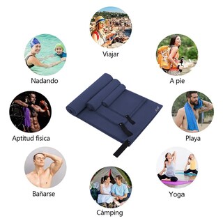 Foto 3 | Foto 3 | Toalla Baño Lab.g Camping De Microfibra De Secado Rápido Azul Marino