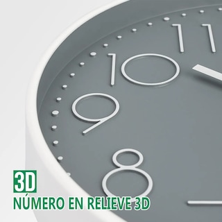 Foto 4 | Foto 4 | Reloj De Pared Moderno Cuarzo Silencioso Dormitorio Y Salón (pesimista) Eo Safe Imports Esi-21553 Gris