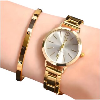 Foto 2 | Foto 2 | Set De Reloj De Cuarzo Para Mujer Con Pulsera Incluida Eo Safe Imports Esi-21486 Dorado