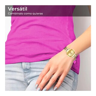 Foto 2 | Foto 2 | Reloj Mujer Dama Análogo Contra Agua Eo Safe Imports Esi-21481 Dorado