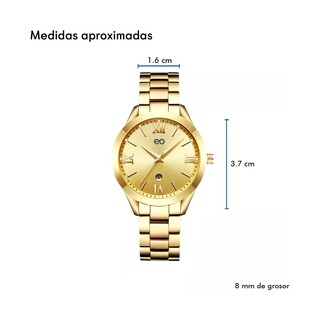 Foto 3 | Foto 3 | Reloj Mujer Dama Análogo Contra Agua Eo Safe Imports Esi-21481 Dorado
