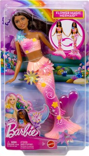 Foto 6 | Foto 6 | Muñeca De Juguete Barbie Con Forma De Sirena Mágica Con Flores Florecientes - Venta Internacional.