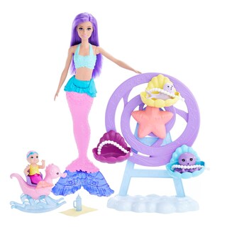 Foto 1 | Foto 1 | Muñeca Sirena Barbie Con Pelo Morado Merbaby Pulpo Y Foca - Venta Internacional.
