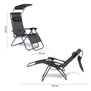 Foto 6 | Foto 6 | Set 2 Sillas Camastro Zen Canopy Relan Reclinables Con Toldo Negro