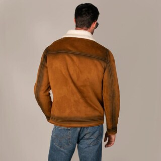 Foto 4 | Foto 4 | Chamarra Para Hombre De Gamuza Con Forro Sherpa Cafe