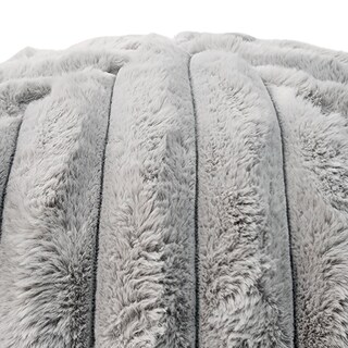 Foto 8 | Foto 8 | Puff Sacoos Reposapies Peluche Suave Gris Claro