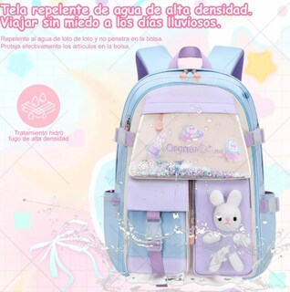 Foto 4 | Foto 4 | Xtellar Mochila Niña Gran Capacidad Impermeable Con Adornos De Arenas Movedizas Y Conejitos Kawaii