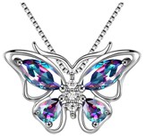 Xtellar Joyería Exclusiva: Collar De Butterfly Bañado En Plata 925 Con Amatista Arcoiris Para Mujer