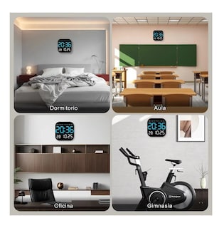 Foto 5 | Foto 5 | Reloj De Pared Digital Con Termómetro Alarmas Y Calendario Negro