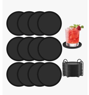 Foto 1 | Foto 1 | Xtellar 12 Grandes Posavasos De Silicona Antideslizante Con Soporte 1 Negro