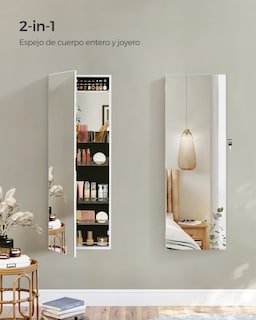 Foto 4 | Foto 4 | Armario De Joyas Con Cerradura Organizador Montado En La Pared Con Espejo Sin Marco