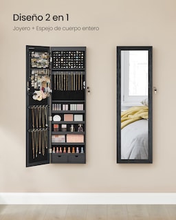Foto 3 | Foto 3 | Clóset De Joyería Con Espejo De 6 Ledes Con Cerradura Para Pared O Puerta Con Espejo