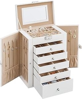Foto 1 | Foto 1 | Caja Para Joyas De 6 Niveles Caja Joyero Con 5cajones Almacenaje De Joyas Interior Con Espejo Cerradura