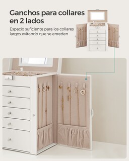 Foto 4 | Foto 4 | Caja Para Joyas De 6 Niveles Caja Joyero Con 5cajones Almacenaje De Joyas Interior Con Espejo Cerradura