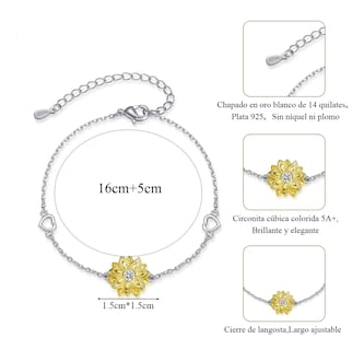 Foto 2 | Foto 2 | ''pulseras De Girasol Plata 925 Joyeria Regalo Para Mujeres Plateado ''