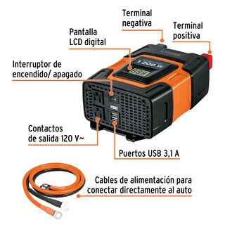 Foto 3 | Foto 3 | Inversor De Corriente De 1200 W Inco-1000 Truper 10491 Naranja