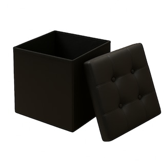Foto 2 | Foto 2 | Taburete Reposapies Sencillo Con Almacenamiento Vinipiel Negro