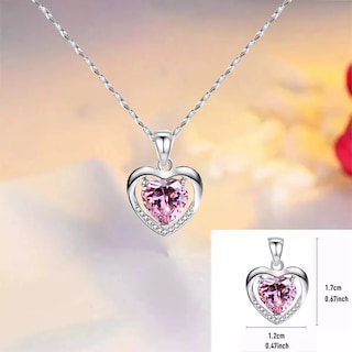 Foto 4 | Foto 4 | ''collar Y Aretes Dije Corazón Cristal Mujer regalo Para Mujer Rosa ''
