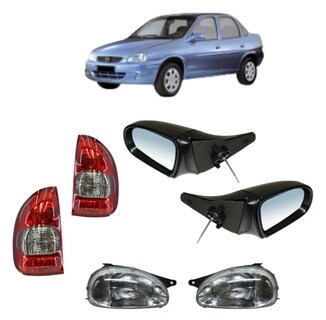 Foto 1 | Foto 1 | Faros Chevy 94 95 96 97 98 99 00 01 02 03 Rayado Con Espejo Y Calaveras 4 Pts Monza