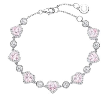 Foto 1 | Foto 1 | Xtellar Pulsera Chapado De Plata 925 Para Mujer Con Amoroso Diseño De Corazones Pink Y Chispeantes Cristales
