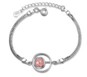 Xtellar Pulsera Elegante De Chapado En Plata Pura 925 Con Cristal Rosa - Joyería De Lujo Accesible