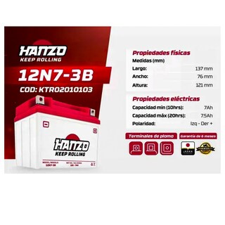 Foto 3 | Foto 3 | Batería De Gel Húmeda 12v 7ah Hanzo 12n7-3b-bs – Polaridad Derecha (- +)