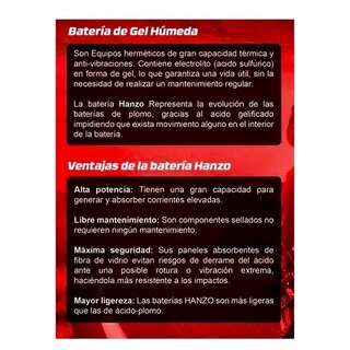 Foto 4 | Foto 4 | Batería De Gel Húmeda 12v 7ah Hanzo 12n7-3b-bs – Polaridad Derecha (- +)