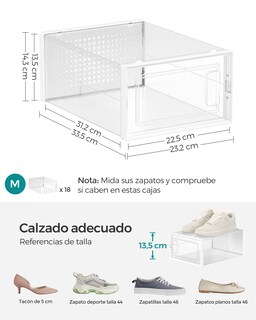Foto 5 | Foto 5 | Cajas De Zapatos Plástico Juego De 18 Organizadores De Almacenamiento Caja Zapatero Plástico Plegable Y Apilable