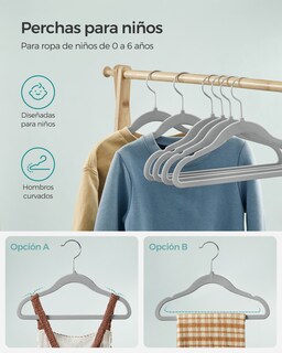 Foto 5 | Foto 5 | Perchas Infantiles Juego De 50 Perchas De Terciopelo Con Ganchos Perchas Antideslizantes Para Ropa Gris Paloma
