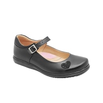 Zapato Escolar Para Niña Piel Yuyin Corazón Ajuste Hebilla 15-25.5 Negro