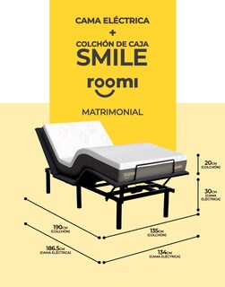 Foto 2 | Foto 2 | Colchón Matrimonial Roomi Smile Memory Foam + Base Eléctrica